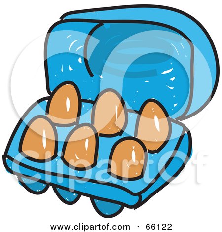 Royalty-Free (RF) Clipart Illustration of a Sketched Carton of Eggs by Prawny