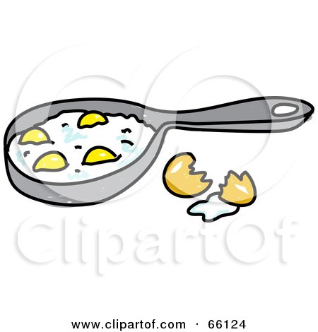 Royalty-Free (RF) Clipart Illustration of Sketched Eggs Frying In A Pan by Prawny