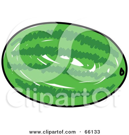 Royalty-Free (RF) Clipart Illustration of a Sketched Watermelon by Prawny