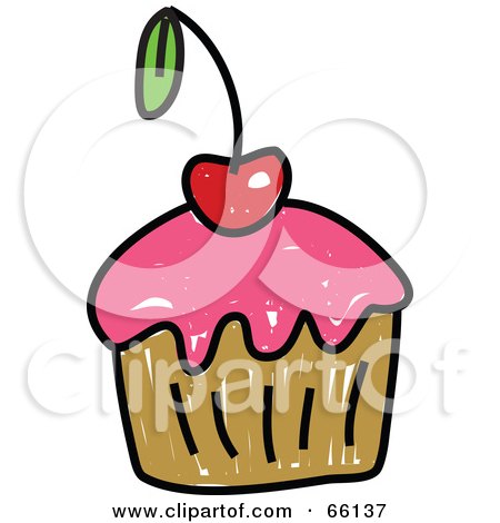 Royalty-Free (RF) Clipart Illustration of a Sketched Cupcake - Version 1 by Prawny