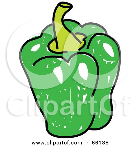 Royalty-Free (RF) Clipart Illustration of a Shiny Green Bell Pepper by Prawny