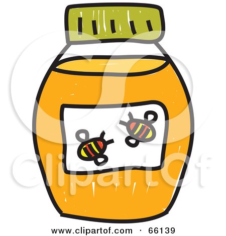 Royalty-Free (RF) Clipart Illustration of a Sketched Jar of Honey by Prawny