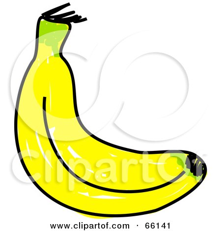 Royalty-Free (RF) Clipart Illustration of a Sketched Yellow Banana by Prawny