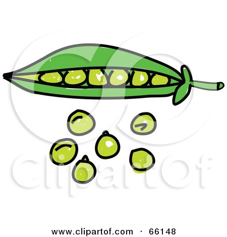 Royalty-Free (RF) Clipart Illustration of a Green Pea Pod And Peas by Prawny
