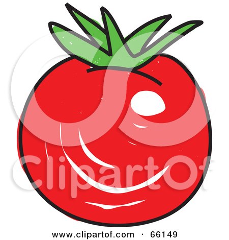 Royalty-Free (RF) Clipart Illustration of a Sketched Red Tomato by Prawny