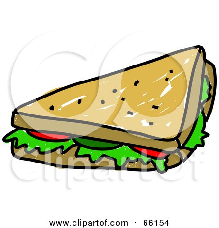 Royalty-Free (RF) Clipart Illustration of a Sketched Half Veggie Sandwich by Prawny