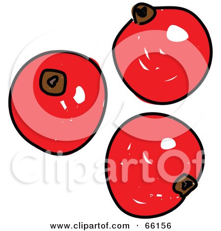 Royalty-Free (RF) Clipart Illustration of Three Sketched Red Currants by Prawny