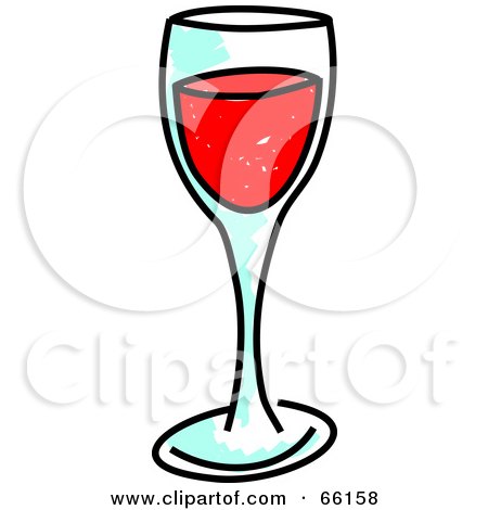 Royalty-Free (RF) Clipart Illustration of a Sketched Glass Of Red Wine by Prawny