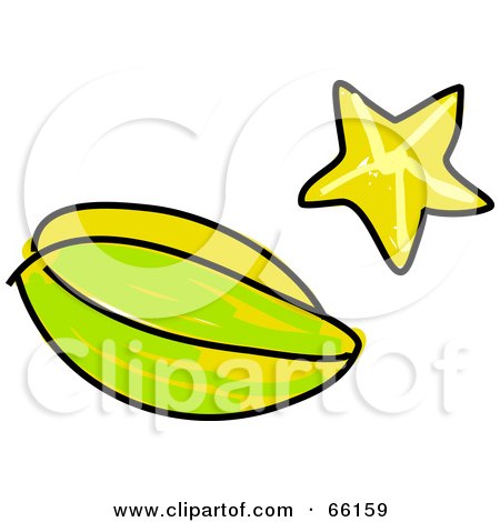 Royalty-Free (RF) Clipart Illustration of a Sketched Starfruit by Prawny