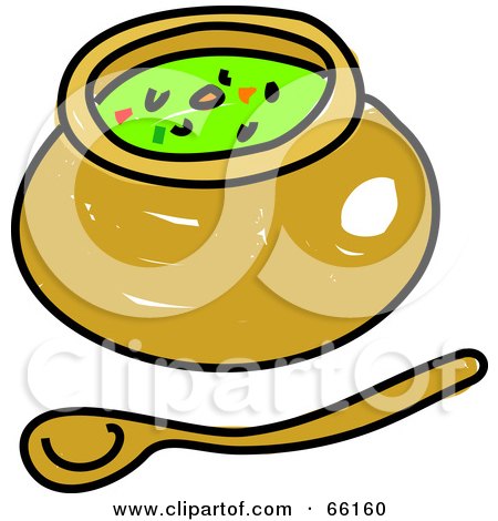 Royalty-Free (RF) Clipart Illustration of a Sketched Bowl of Soup by Prawny