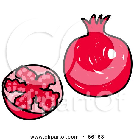 Royalty-Free (RF) Clipart Illustration of Sketched Pomegranates by Prawny