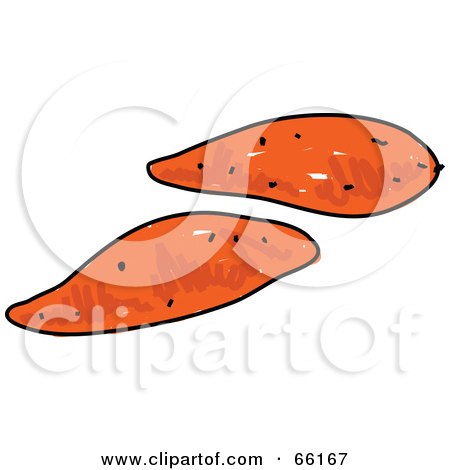 Royalty-Free (RF) Clipart Illustration of Two Sketched Sweet Potatoes by Prawny
