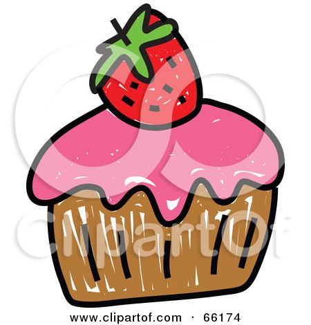 Royalty-Free (RF) Clipart Illustration of a Sketched Cupcake - Version 4 by Prawny
