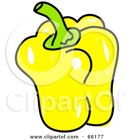 Royalty-Free (RF) Clipart Illustration of a Sketched Yellow Bell Pepper by Prawny