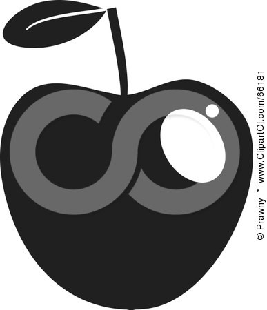 Royalty-Free (RF) Clipart Illustration of a Shiny Black And White Apple by Prawny