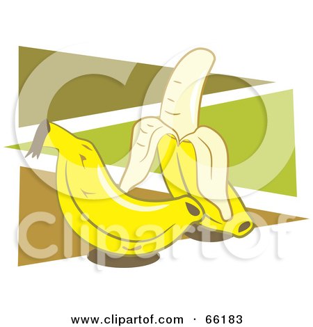Royalty-Free (RF) Clipart Illustration of Two Bananas On Green And Brown Triangles by Prawny