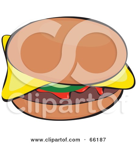 Royalty-Free (RF) Clipart Illustration of a Sloppy Cheeseburger With Ketchup by Prawny