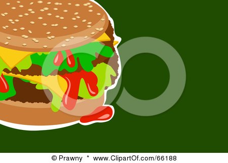 Royalty-Free (RF) Clipart Illustration of a Messy Hamburger On Green by Prawny