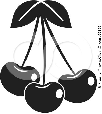 Royalty-Free (RF) Clipart Illustration of Three Black And White Shiny Cherries by Prawny