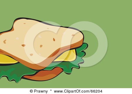 Royalty-Free (RF) Clipart Illustration of a Cheese Sandwich On White Bread On Green by Prawny