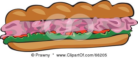 Royalty-Free (RF) Clipart Illustration of a Ham Submarine Sandwich by Prawny