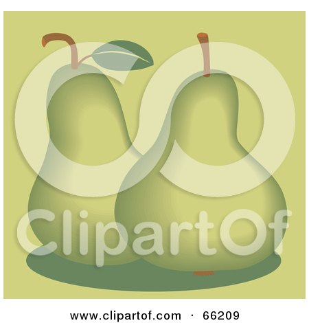 Royalty-Free (RF) Clipart Illustration of Two Green Pears On Green by Prawny