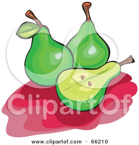 Royalty-Free (RF) Clipart Illustration of Three Green Pears On Pink by Prawny