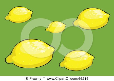 Royalty-Free (RF) Clipart Illustration of Fresh Yellow Lemons On Green by Prawny