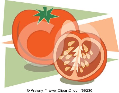 Royalty-Free (RF) Clipart Illustration of Tomatoes On Green And Pink Triangles by Prawny