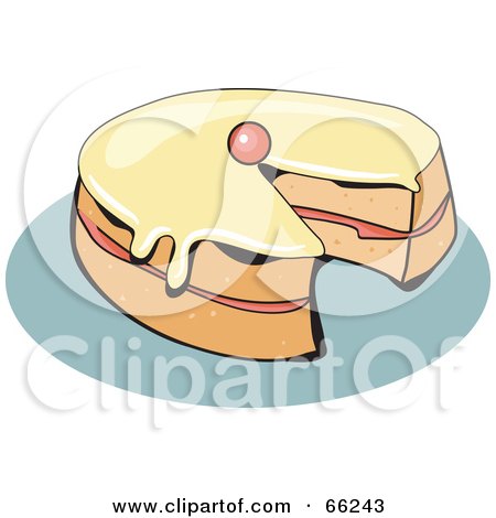 Royalty-Free (RF) Clipart Illustration of a Wedge Missing From A Victoria Sponge Cake by Prawny