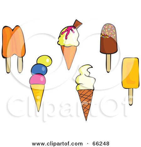 Royalty-Free (RF) Clip Art Illustration of a Digital Collage Of Popsicles And Ice Cream Cones by Prawny