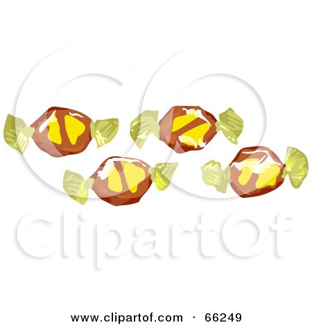 Royalty-Free (RF) Clipart Illustration of Four Banana Split Toffee Candies by Prawny
