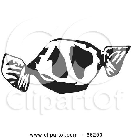 Royalty-Free (RF) Clipart Illustration of a Black And White Wrapped Toffee Candy by Prawny