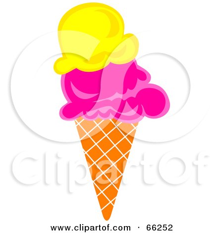 Royalty-Free (RF) Clipart Illustration of a Double Scoop Ice Cream Waffle Cone by Prawny