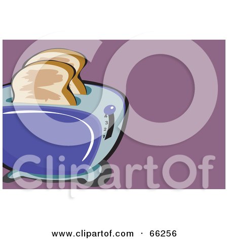 Royalty-Free (RF) Clipart Illustration of Bread In A Toaster On Purple by Prawny