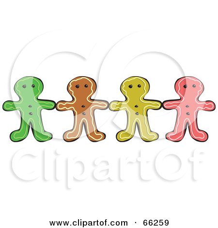 Royalty-Free (RF) Clipart Illustration of a Row Of Gingerbread Men Holding Hands by Prawny