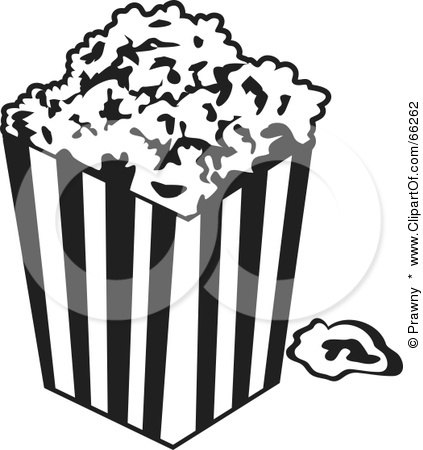 Royalty-Free (RF) Clipart Illustration of a Black And White Movie Popcorn Container by Prawny