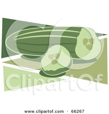 Royalty-Free (RF) Clipart Illustration of a Cucumber Over Green Triangles by Prawny