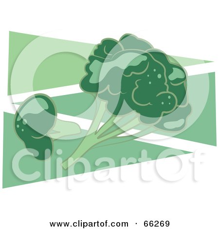 Royalty-Free (RF) Clipart Illustration of a Head Of Broccoli Over Green Triangles by Prawny