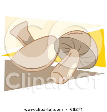 Royalty-Free (RF) Clipart Illustration of Mushrooms Over Brown And Yellow Triangles by Prawny