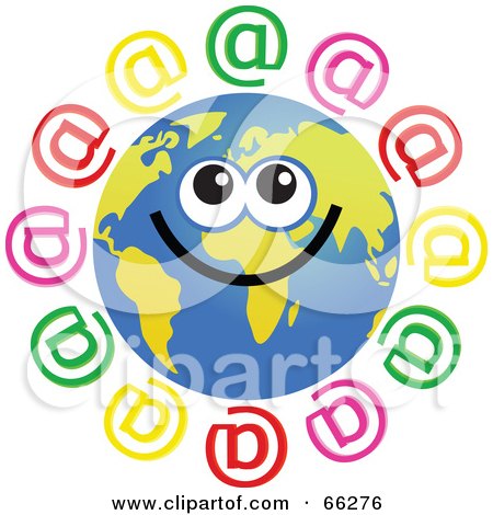 Royalty-Free (RF) Clipart Illustration of a Global Face Character With At Symbols by Prawny