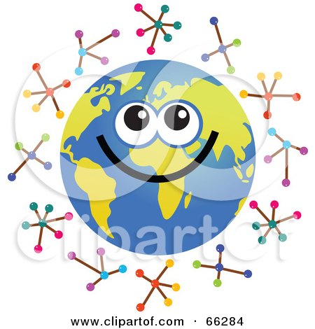 Royalty-Free (RF) Clipart Illustration of a Global Face Character With Molecules by Prawny