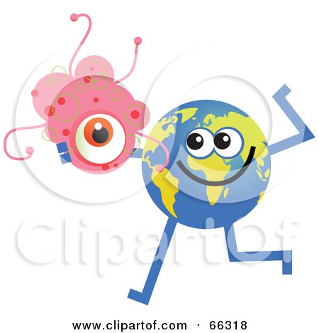 Royalty-Free (RF) Clipart Illustration of a Global Character Holding Bacteria by Prawny