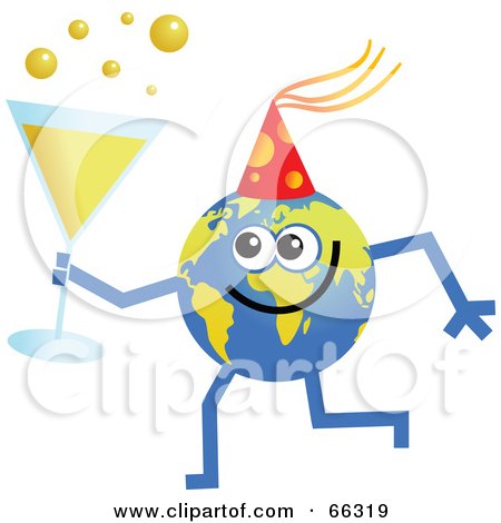 Royalty-Free (RF) Clipart Illustration of a Global Character Holding Champagne by Prawny