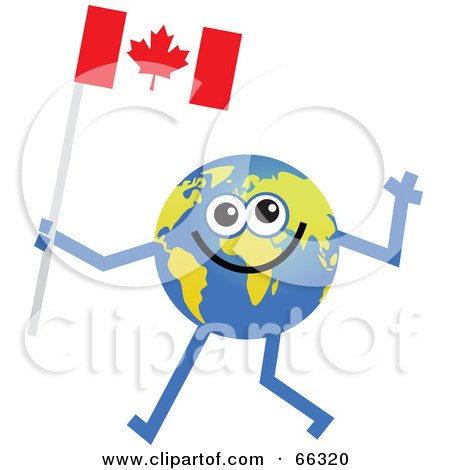 Royalty-Free (RF) Clipart Illustration of a Global Character Carrying a Canadian Flag  by Prawny