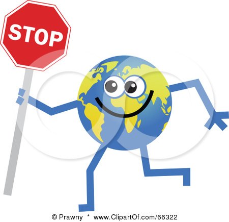 Royalty-Free (RF) Clipart Illustration of a Global Character Holding a Stop Sign by Prawny