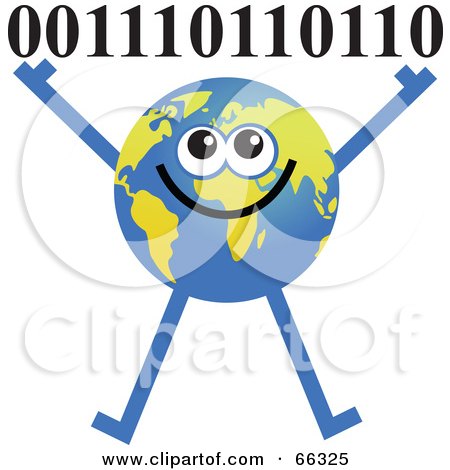 Royalty-Free (RF) Clipart Illustration of a Global Character Holding Binary Coding by Prawny