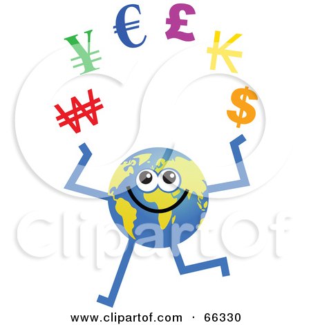 Royalty-Free (RF) Clipart Illustration of a Global Character Juggling Currency by Prawny