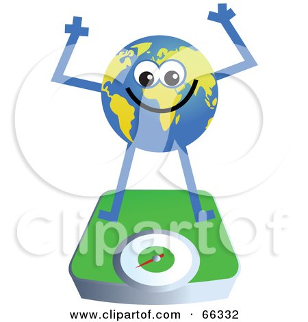 Royalty-Free (RF) Clipart Illustration of a Global Character on a Scale by Prawny