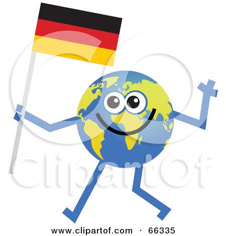 Royalty-Free (RF) Clipart Illustration of a Global Character Carrying a German Flag  by Prawny